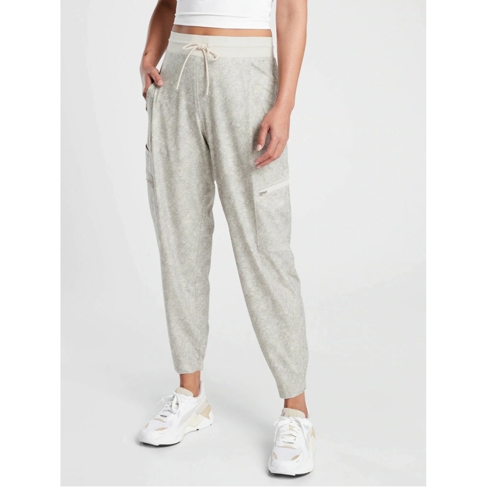 Athleta Venture Printed Pant Jogger Cargo Beige Textured Size 12 - Picture 7 of 16